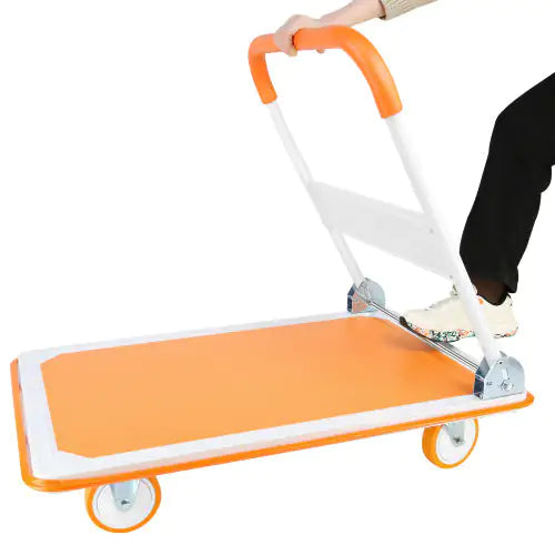 Foldable Cart Cart Cart - 660 Lb Capacity Heavy Duty Mobile Platform Trolley - Folding And Rolling White And Orange Flat Cart Unavailable Platforms- Welfel , Temu