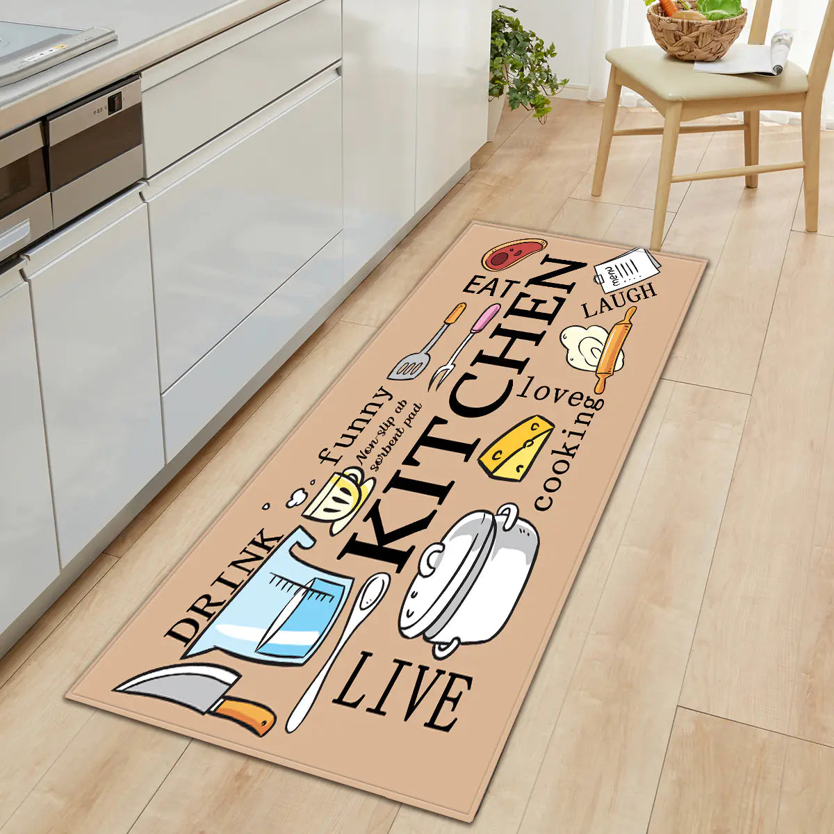 Geometric Kitchen Floor Mats – Non-Slip, Waterproof & Stylish