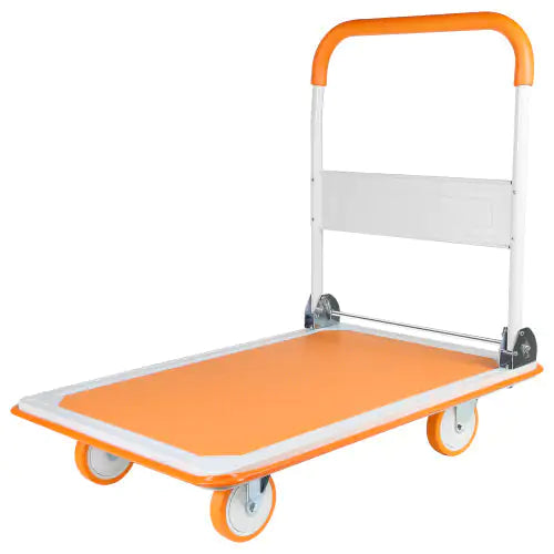 Foldable Cart Cart Cart - 660 Lb Capacity Heavy Duty Mobile Platform Trolley - Folding And Rolling White And Orange Flat Cart Unavailable Platforms- Welfel , Temu